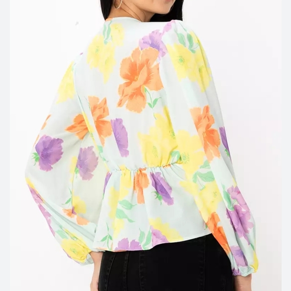 NWT ASOS | Floral Deep Plunge Blouse - Picture 2 of 4